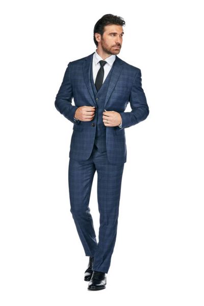 Gino Vitale Мужской костюм в синюю клетку Slim Fit