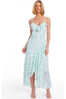 QUIZ Women's Chiffon Jacquard Strappy Maxi Dress