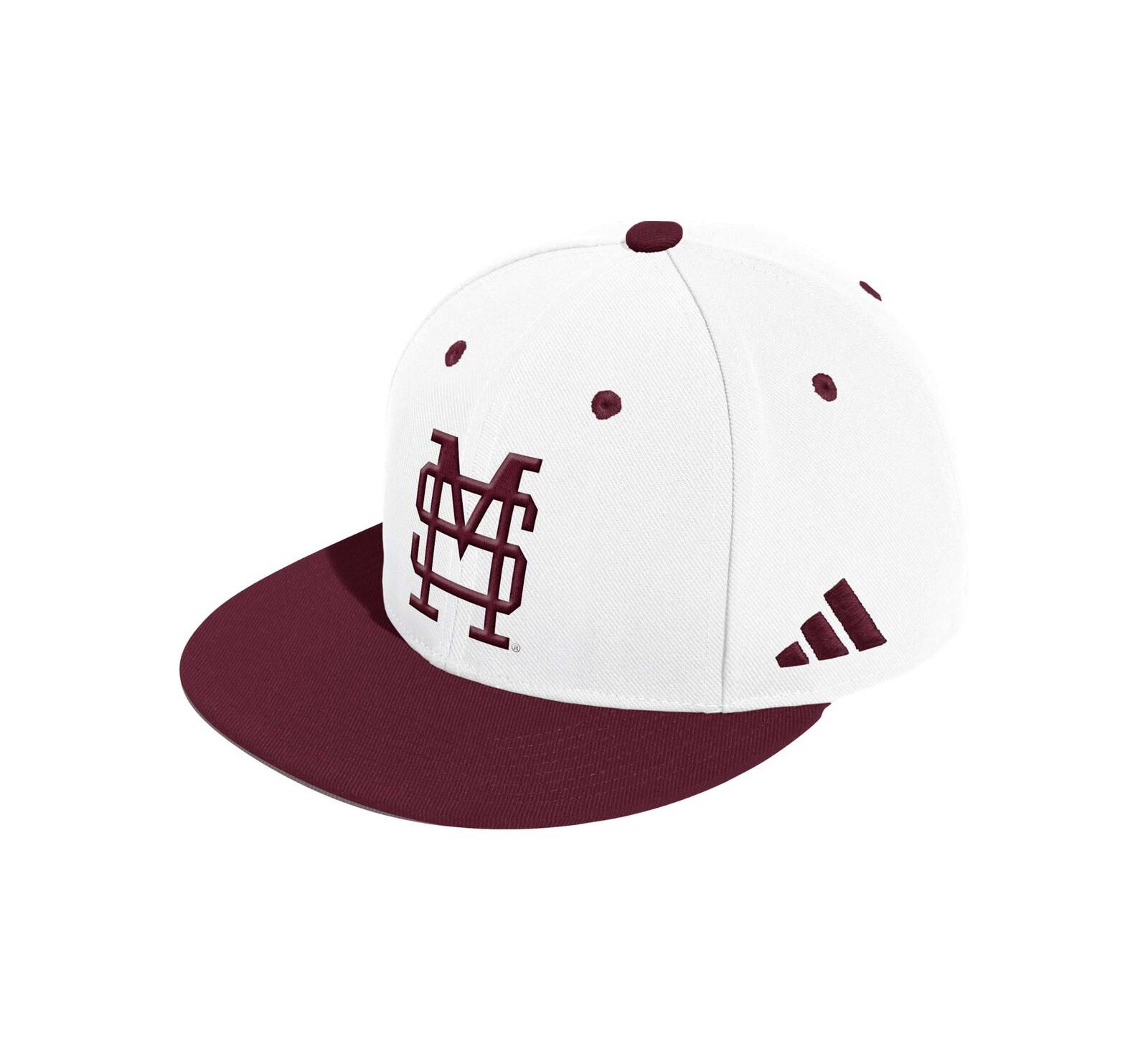 Men's adidas White Mississippi State Bulldogs On-Field Baseball Fitted Hat