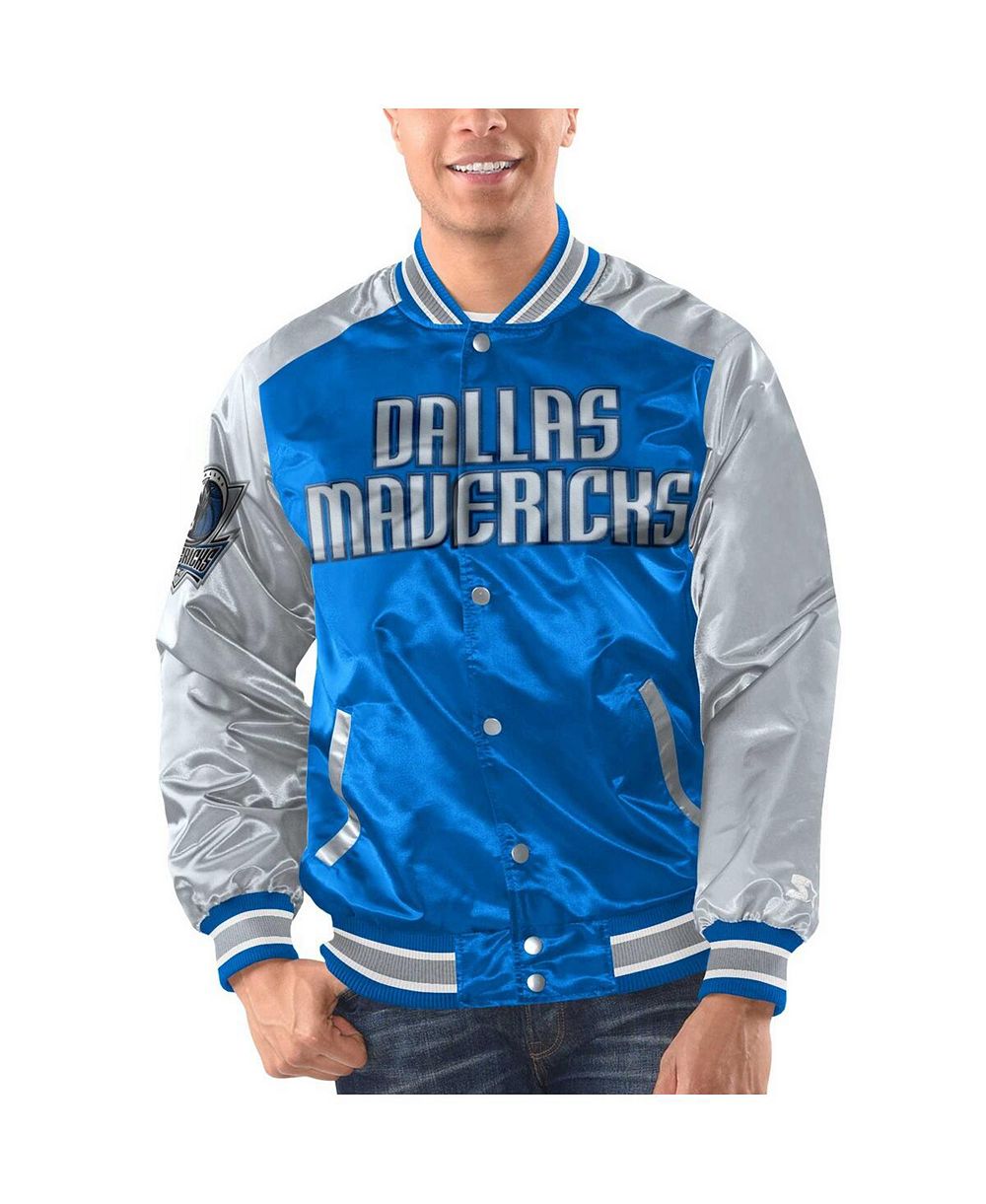 Мужская университетская куртка Starter Blue Dallas Mavericks Renegade Satin Full-Snap Varsity