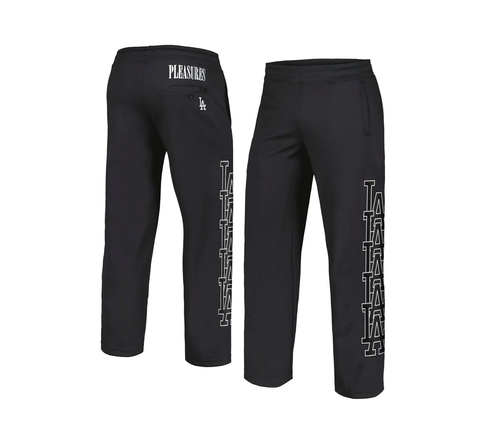 Men's PLEASURES Black Los Angeles Dodgers Pitcher Track Pants
