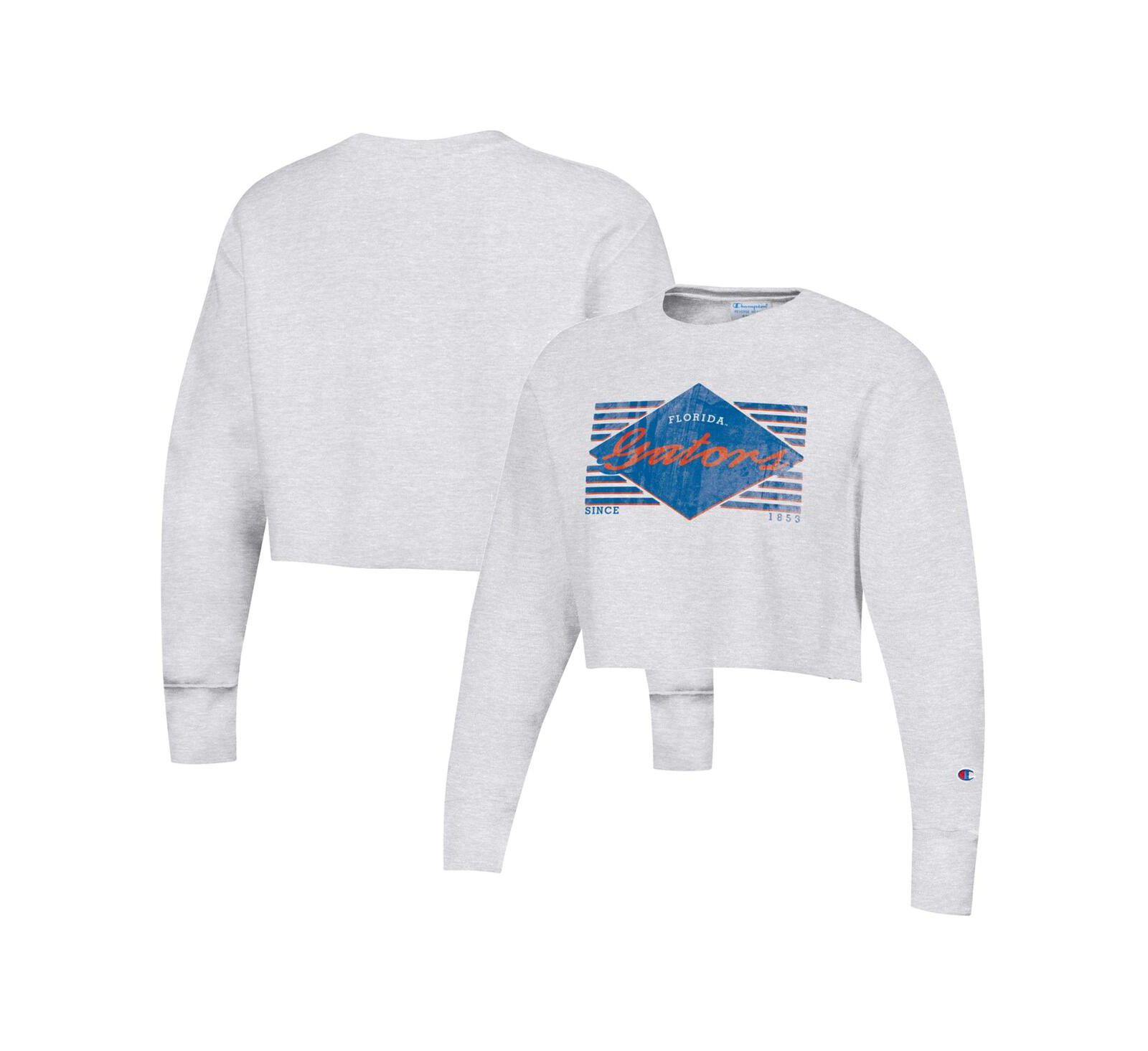 Champion Женское укороченное худи Reverse Weave Heather Gray Distressed Florida Gators