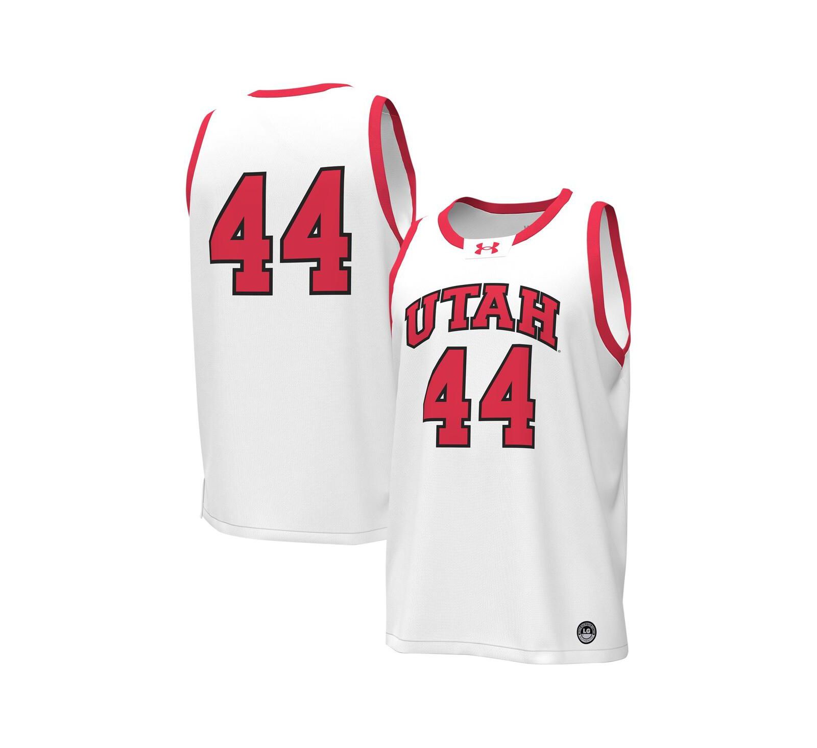 Men's Under Armour #44 White Utah Utes Replica Basketball Jersey