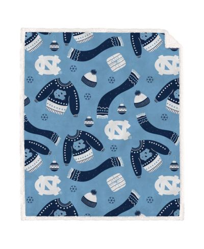 Pegasus North Carolina Tar Heels 60" x 70" Ugly Sweater Flannel Fleece Sherpa Blanket
