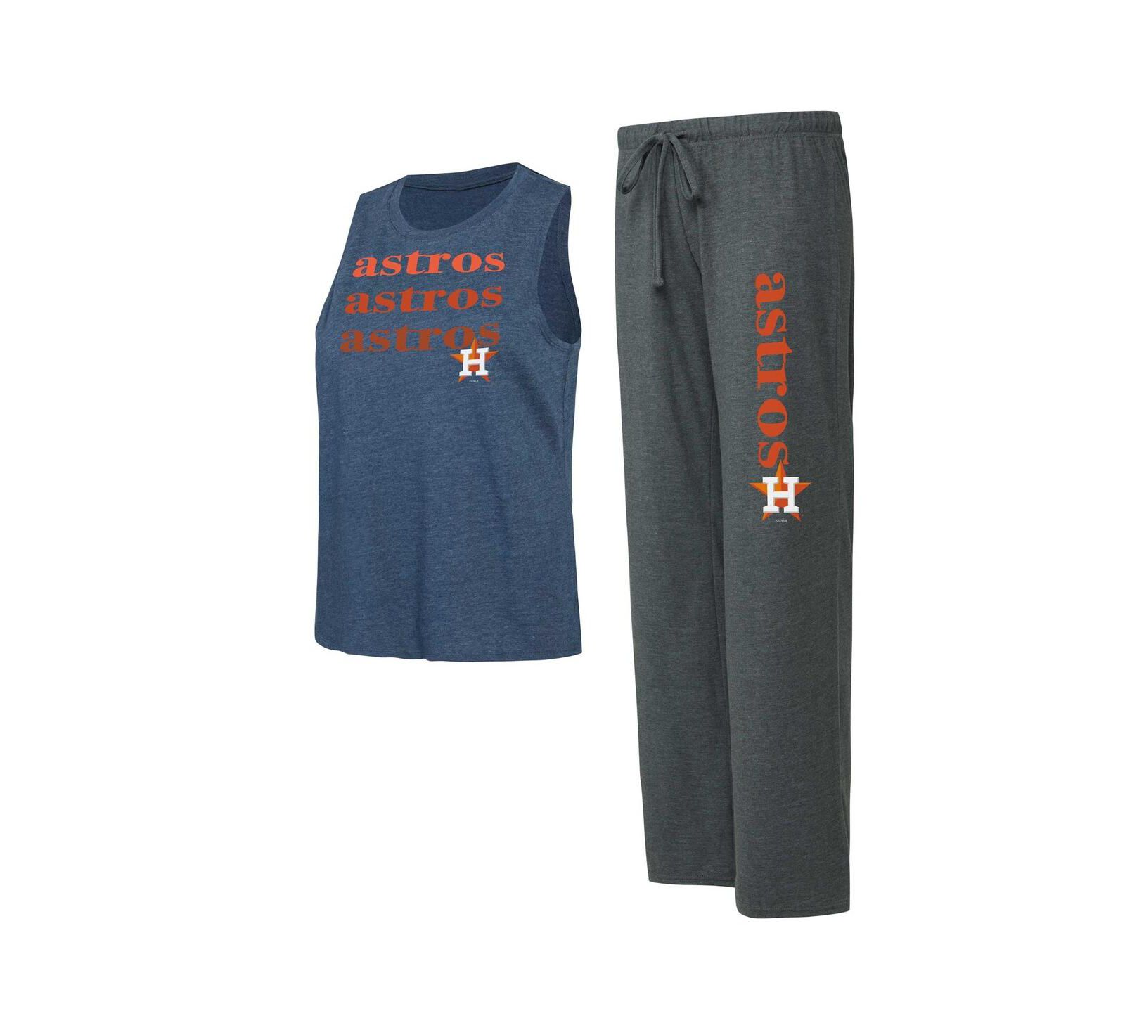 Женский комплект Concepts Sport Charcoal, Navy Houston Astros Meter Muscle Tank and Pants Sleep Set