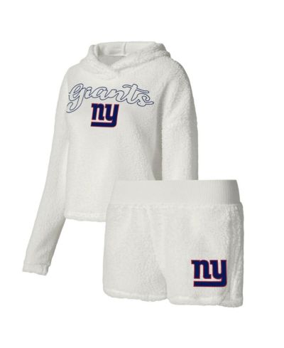 Женский комплект Concepts Sport White New York Giants Fluffy Pullover Sweatshirt и Shorts Sleep Set