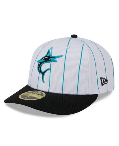 Мужская кепка New Era White Miami Marlins 2024 Batting Practice Low Profile 59FIFTY Fitted