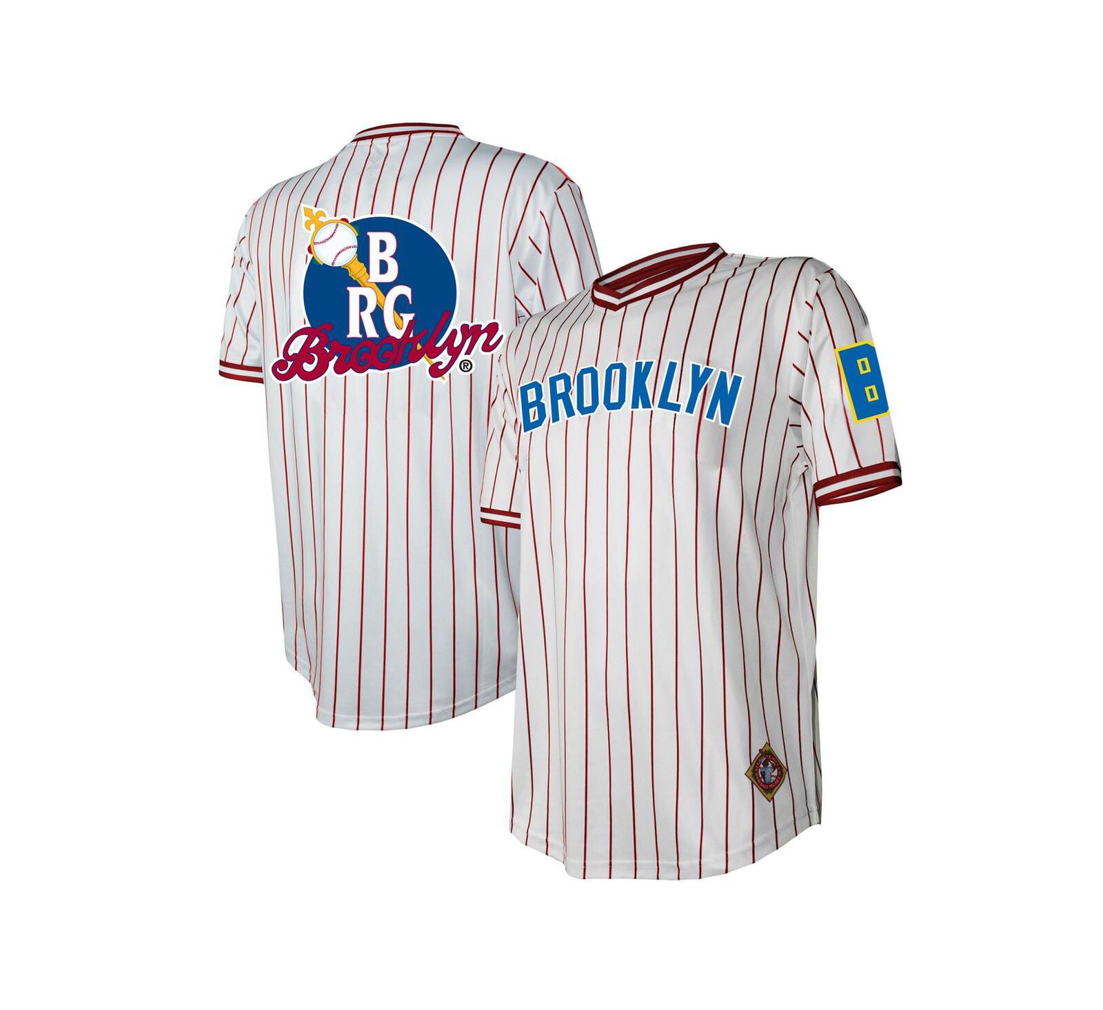 Men's Stitches White Distressed Brooklyn Royal Giants V-Neck Jersey
