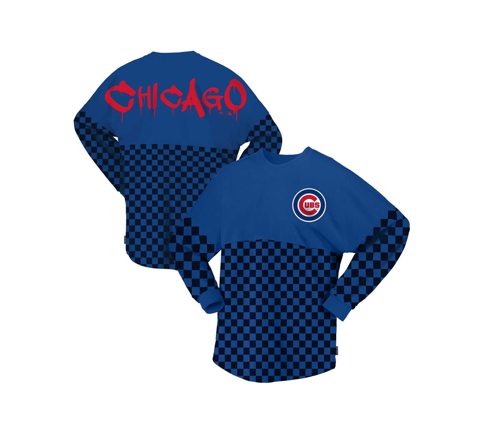 Женская футболка Fanatics Chicago Cubs с принтом в клетку и длинным рукавом, королевский синий