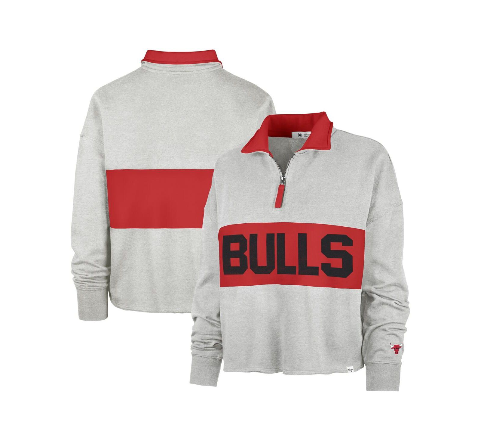 Женская куртка '47 Brand Heather Gray Distressed Chicago Bulls Breakthrough Remi Quarter-Zip