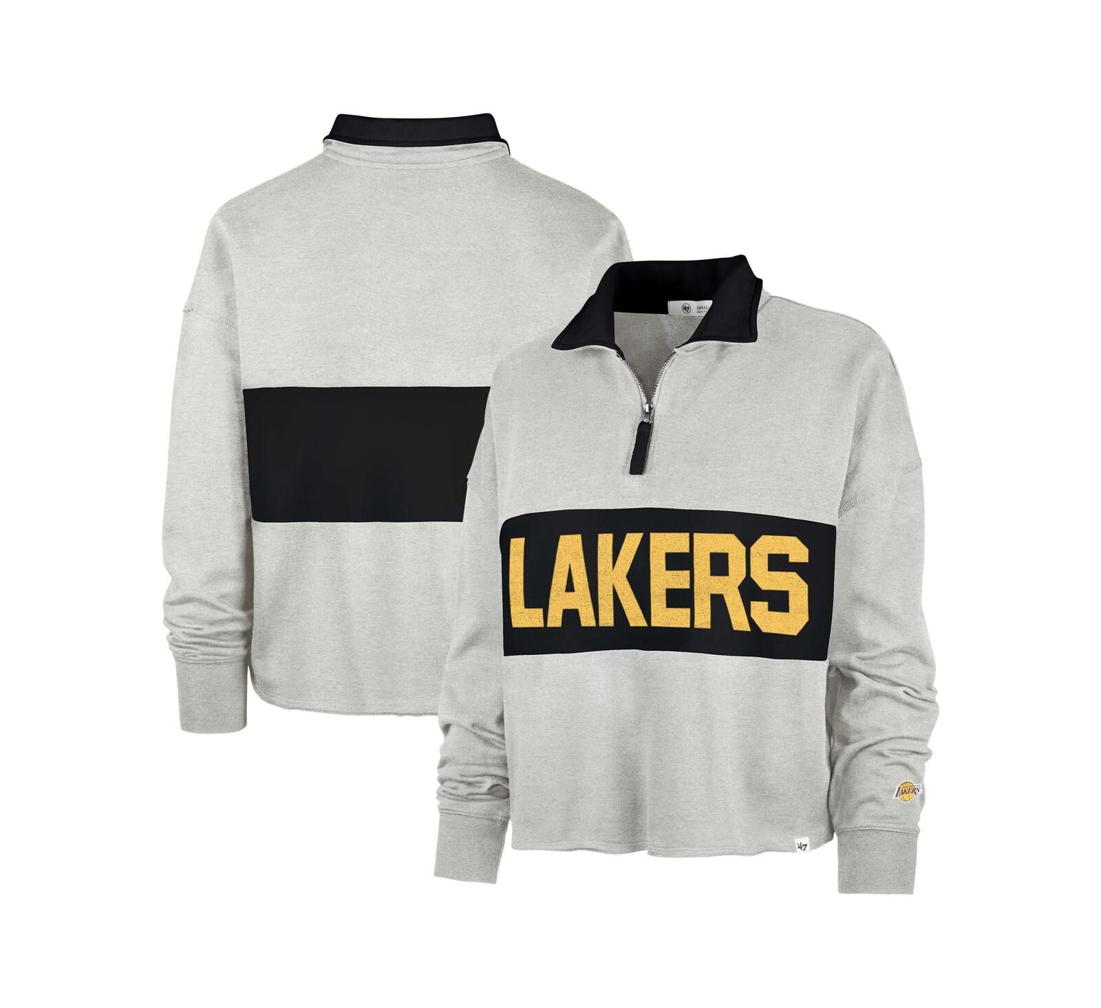 Женская куртка '47 Brand Heather Gray Distressed Los Angeles Lakers Breakthrough Remi Quarter-Zip