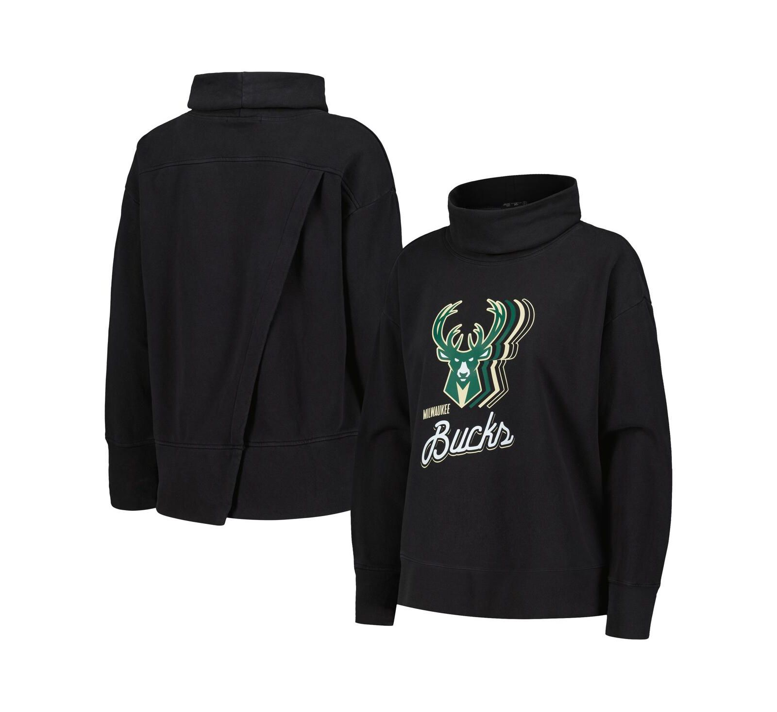 Женское черное худи LevelWear Milwaukee Bucks Sunset Pullover