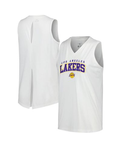 Women's LevelWear White Los Angeles Lakers Paisley Peekaboo Tank Top
