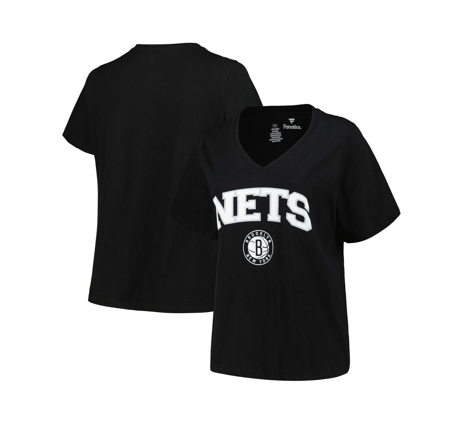 Женская футболка Profile Brooklyn Nets с V-образным вырезом, Plus Size, черная