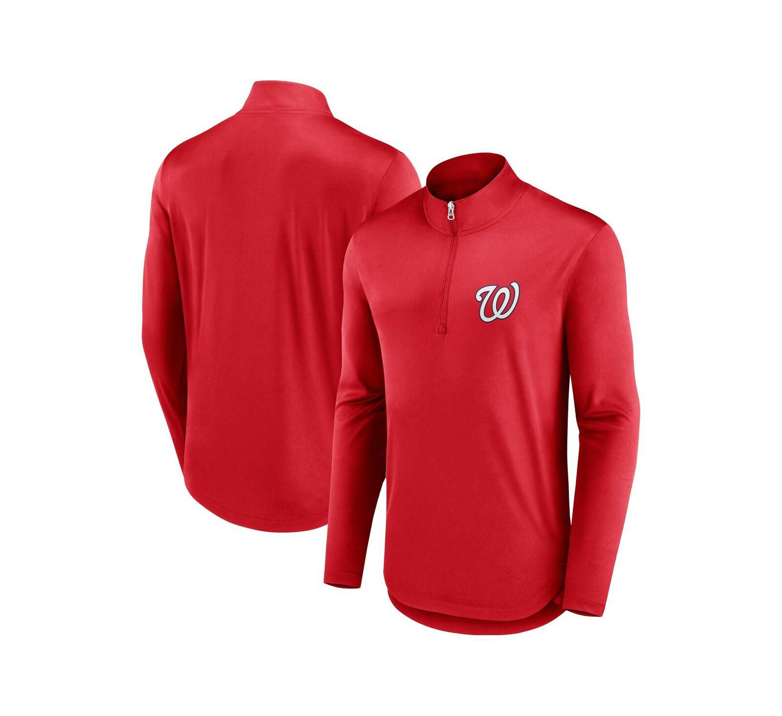 Men's Fanatics Red Washington Nationals Quarterback Quarter-Zip Top