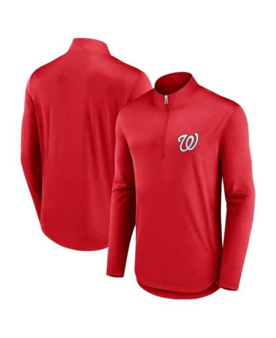 Men's Fanatics Red Washington Nationals Quarterback Quarter-Zip Top