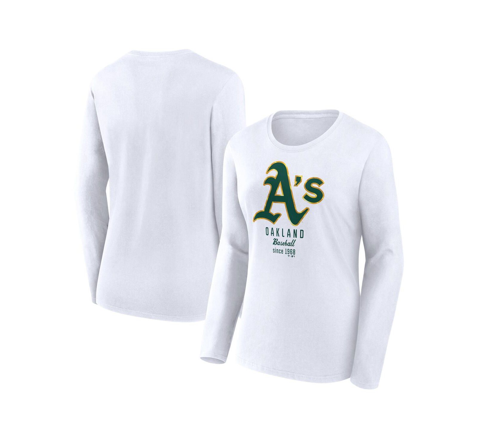 Women's Fanatics White Oakland Athletics Lightweight Fitted Long Sleeve T-shirt