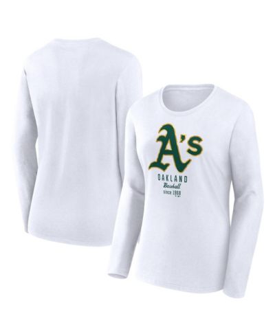 Fanatics Женская легкая футболка Oakland Athletics с длинным рукавом белого цвета