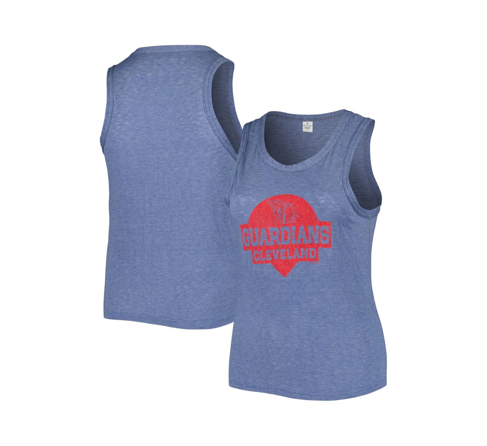 Женский топ Soft as a Grape Navy Distressed Cleveland Guardians Plus Size High Neck Tri-Blend