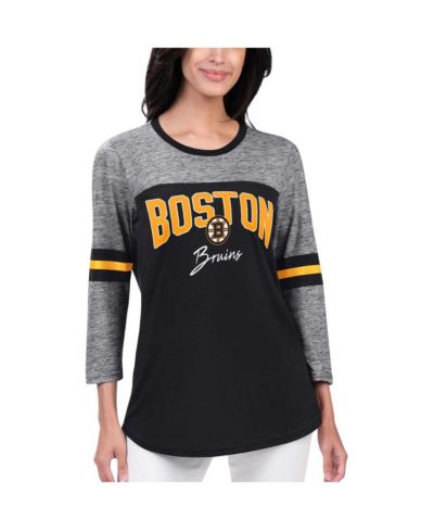 Women's G-III 4Her by Carl Banks Black Boston Bruins Play The Game 3/4-Sleeve T-shirt