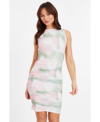 QUIZ Women's Mesh Ruched Midi Dress