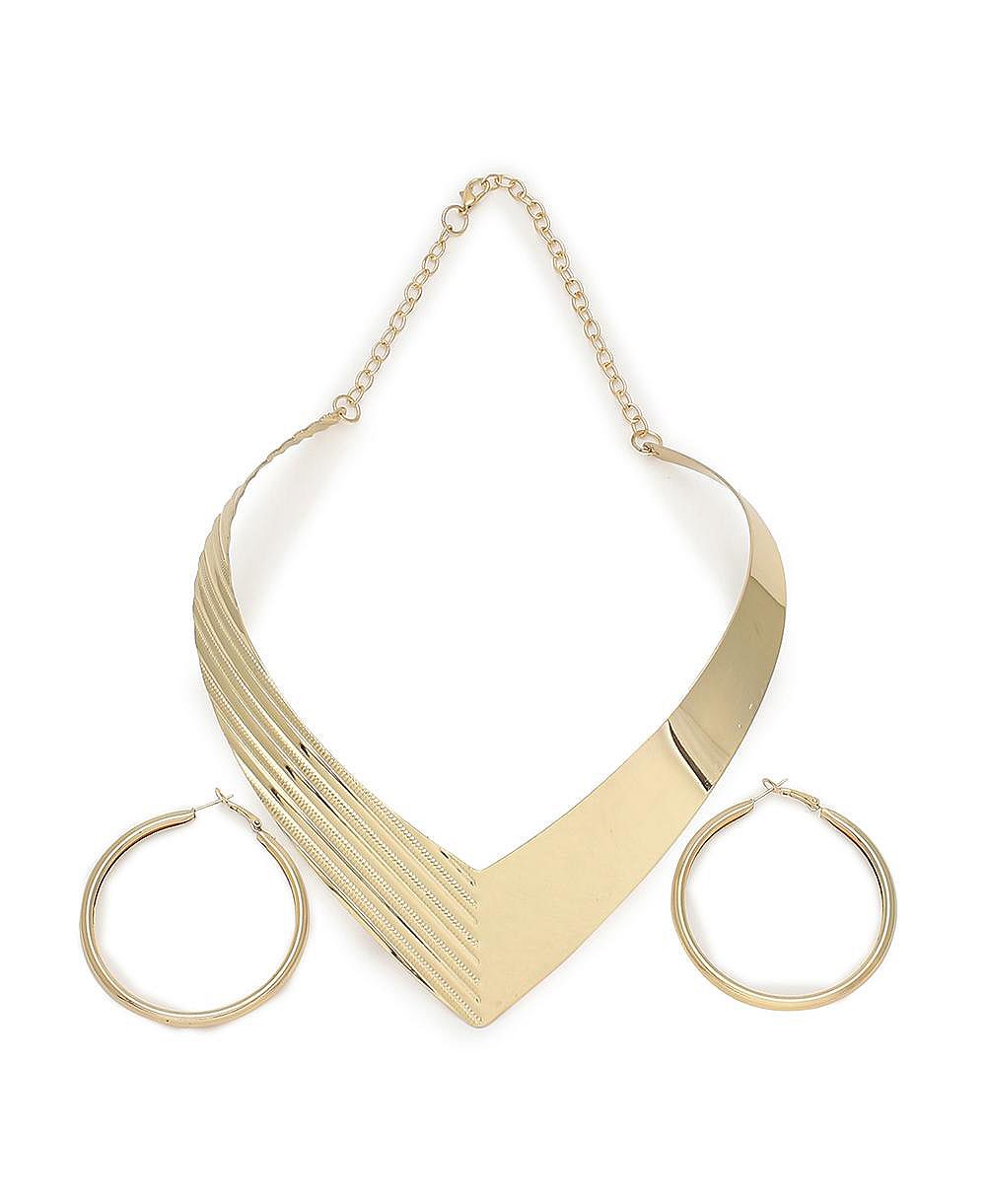 SOHI Women's золотой набор из колье и серег (2 в наборе)
