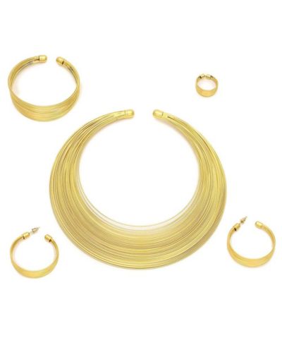 Набор украшений SOHI Gold Wire Cluster (колье, серьги, браслет и кольцо), 4 предмета