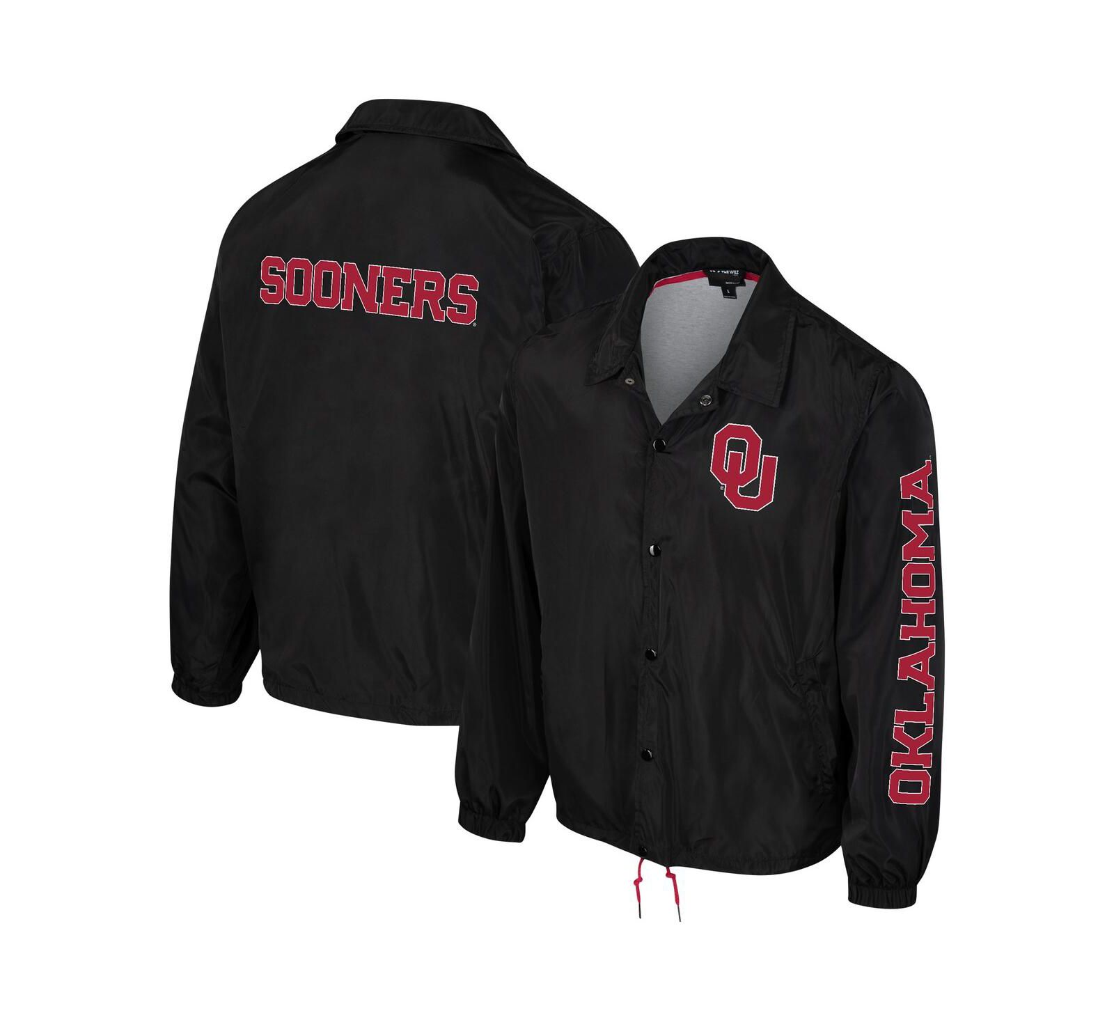 Men's and Women's The Wild Collective Black Oklahoma Sooners Coaches Full-Snap Jacket