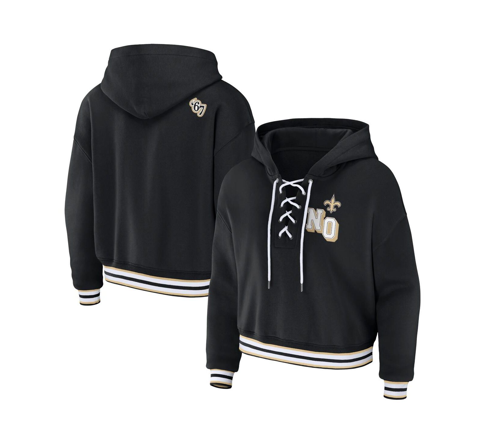 Женское худи WEAR by Erin Andrews New Orleans Saints Lace-Up Pullover, черное
