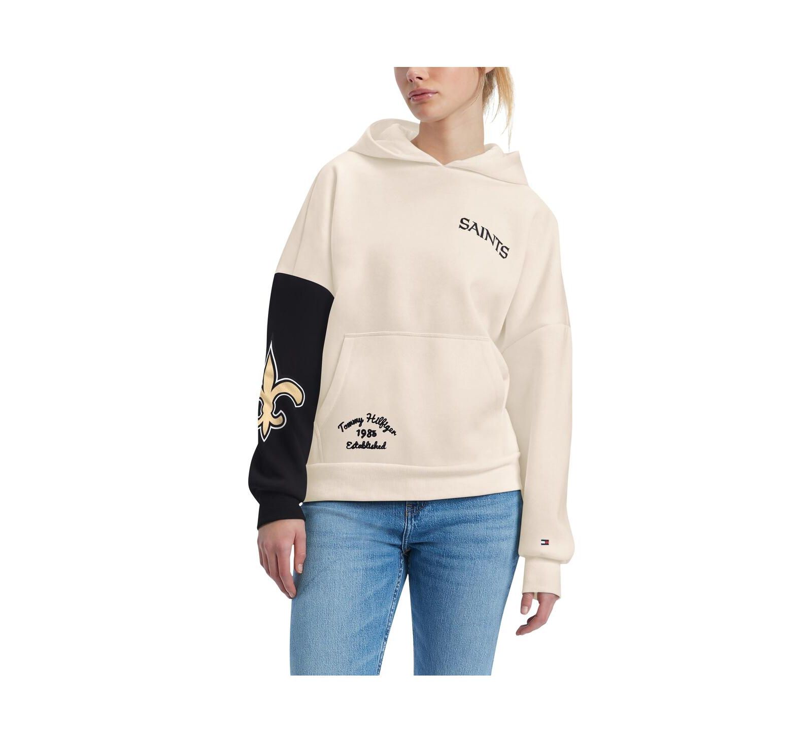 Women's Tommy Hilfiger Cream, Black New Orleans Saints Harriet Pullover Hoodie