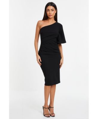 QUIZ Women's Scuba Crepe One Shoulder Midi Dress