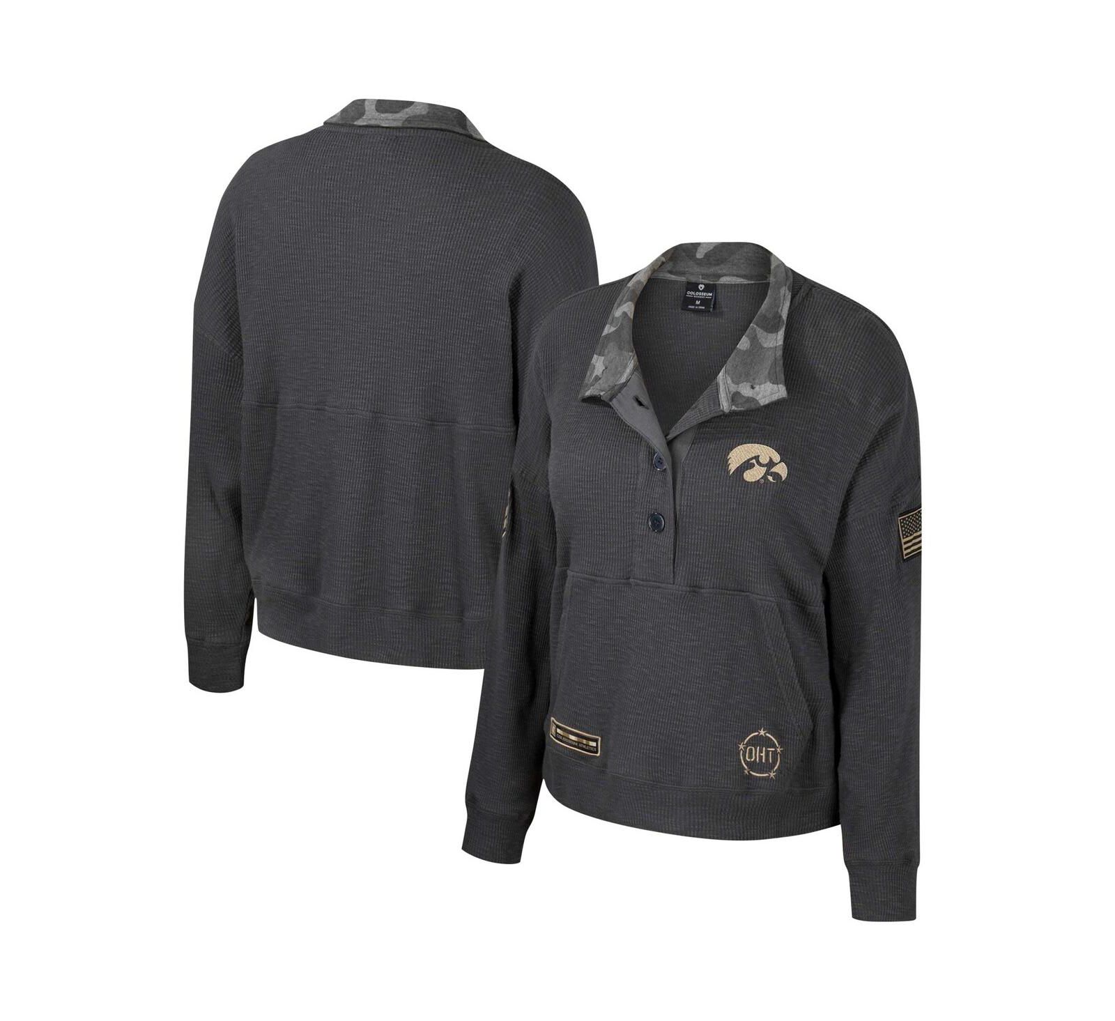 Женская термотолстовка Colosseum Heather Charcoal Iowa Hawkeyes OHT Military-Inspired Appreciation Payback Henley