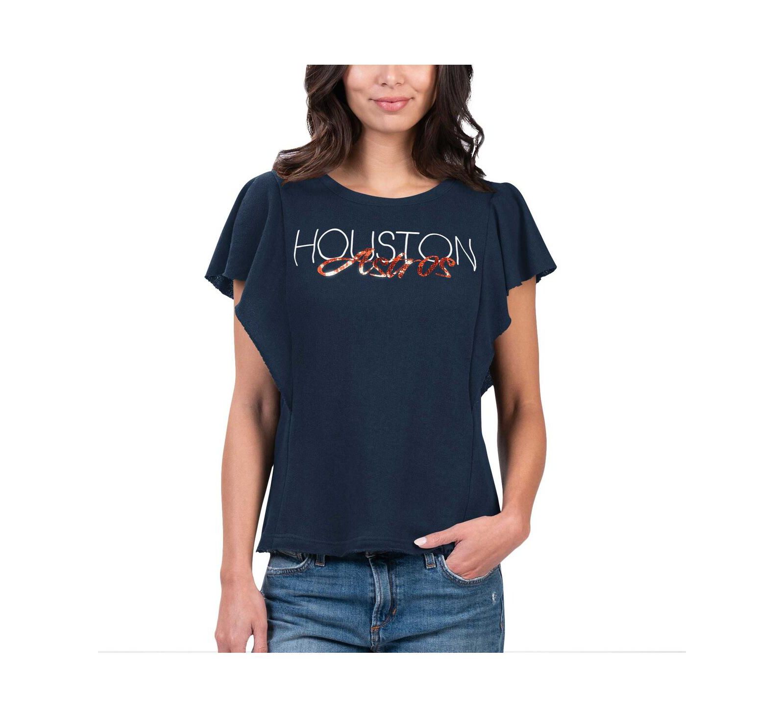 Women's G-III 4Her by Carl Banks Navy Houston Astros Crowd Wave T-shirt