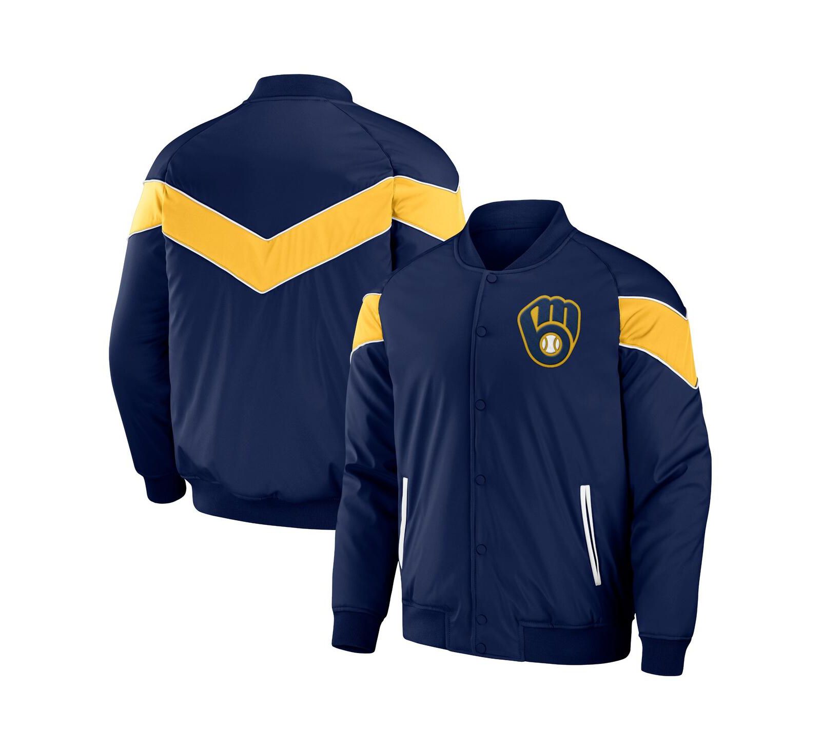 Мужская ветровка Darius Rucker Collection By Fanatics Navy Milwaukee Brewers Baseball Raglan Full-Snap Jacket