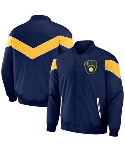 Мужская ветровка Darius Rucker Collection By Fanatics Navy Milwaukee Brewers Baseball Raglan Full-Snap Jacket