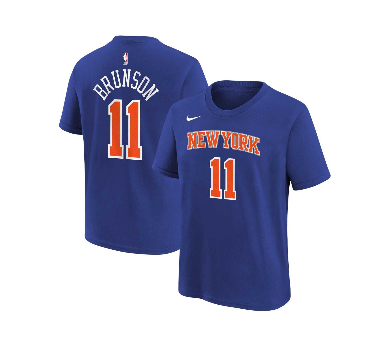 Nike Big Boys and Girls Jalen Brunson Blue New York Knicks Icon Name & Number T-Shirt
