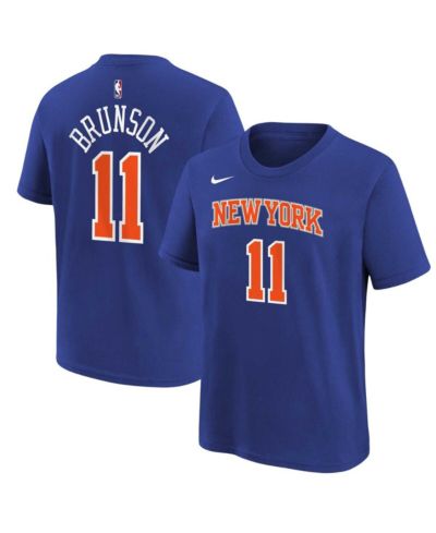 Nike Big Boys and Girls Jalen Brunson Blue New York Knicks Icon Name & Number T-Shirt