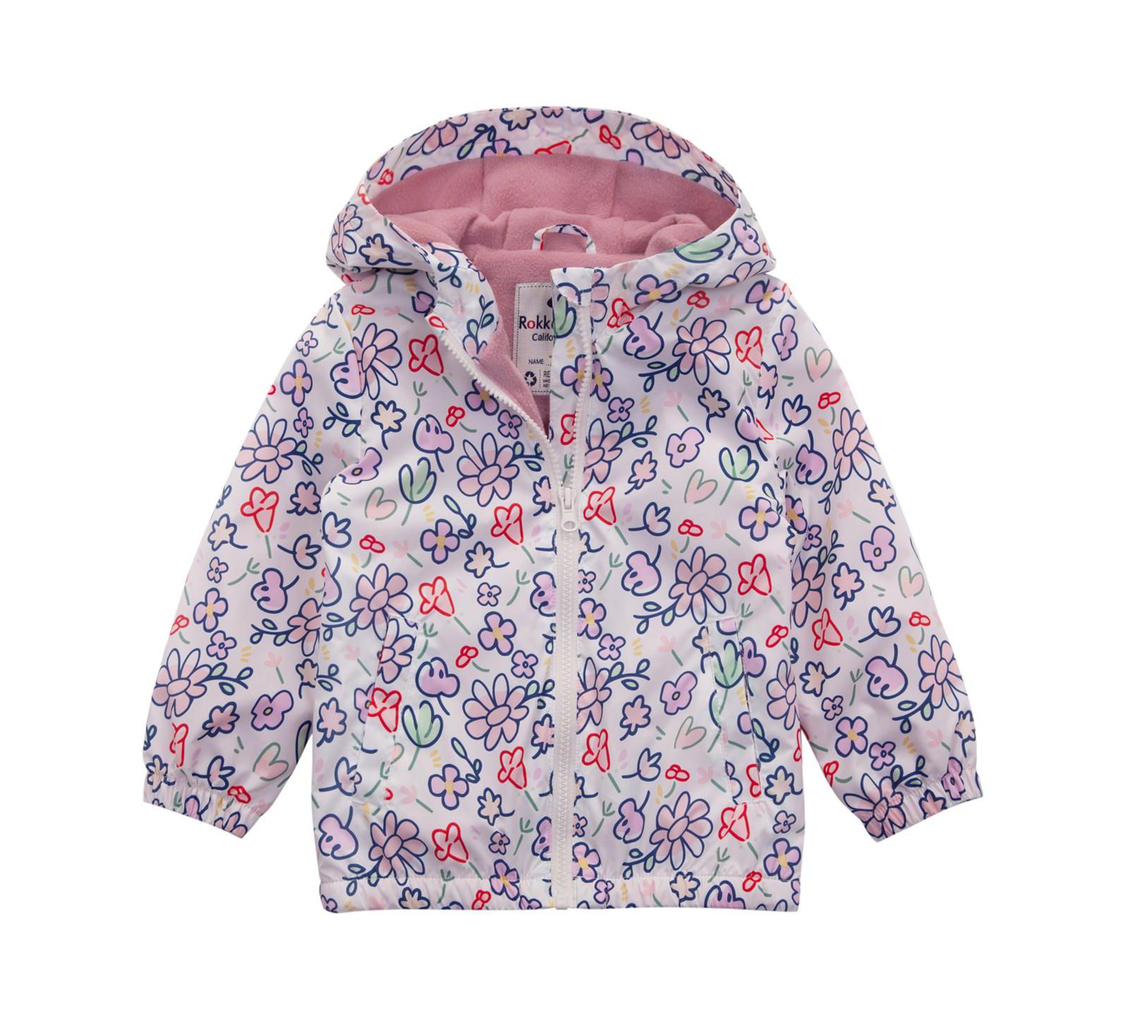 Rokka&Rolla Toddler Girls Fleece Lined Windbreaker Rain Jacket