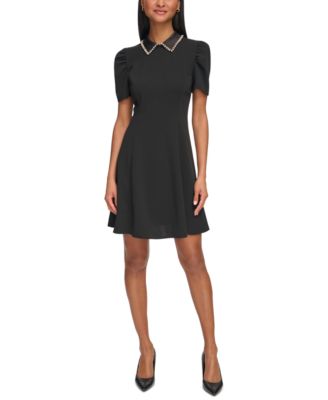 KARL LAGERFELD PARIS Women's Embellished-Collar Mini Dress