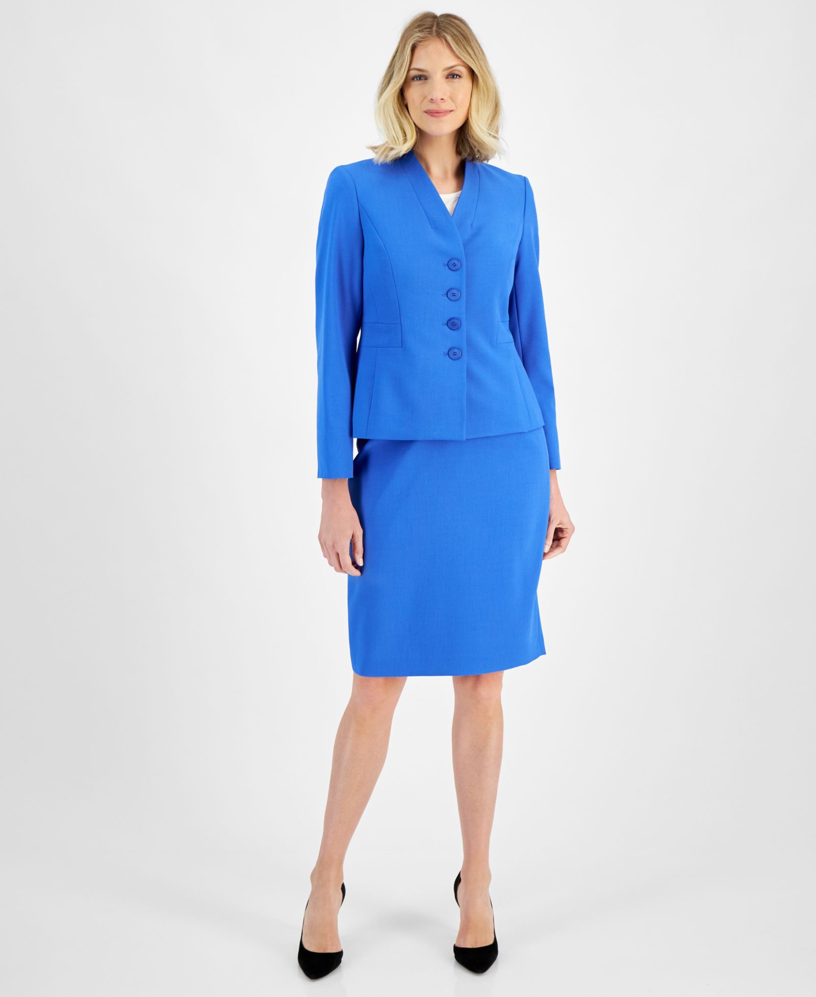 Le Suit Women's Stand-Collar Pencil 2 Piece Skirt Suit