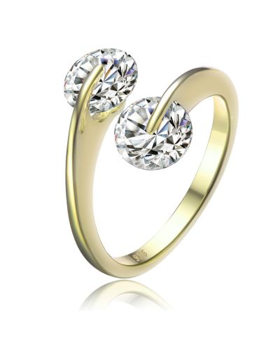 Кольцо Genevive из стерлингового серебра с позолотой 14K и двойным фианитом