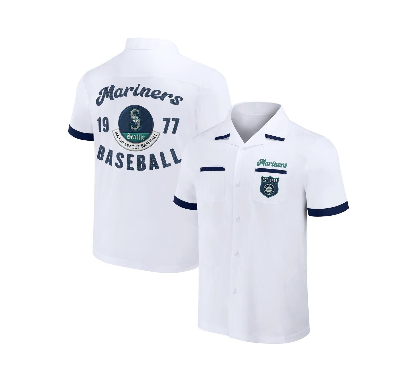 Мужская рубашка Darius Rucker Collection By Fanatics White Seattle Mariners Bowling Button-Up