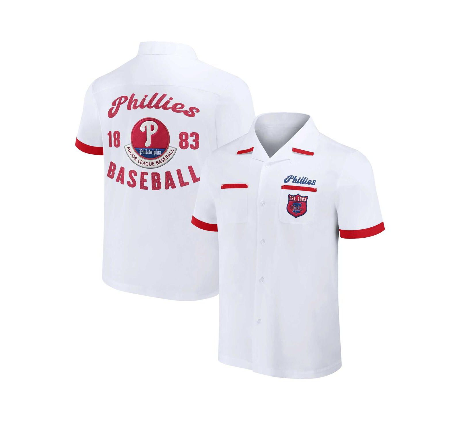 Мужская рубашка на пуговицах Fanatics Darius Rucker Collection White Philadelphia Phillies Bowling