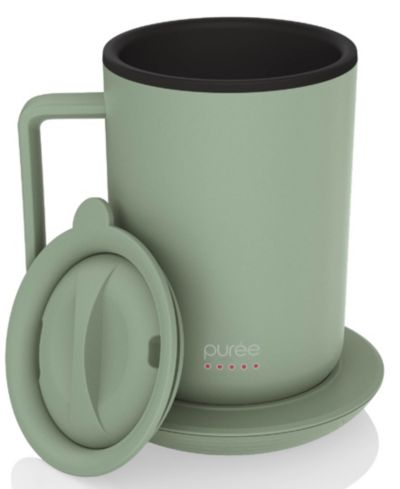Tzumi, Термокружка Tzumi Puree с подогревом, 12 oz. Нержавеющая сталь с подставкой-подогревом и крышкой