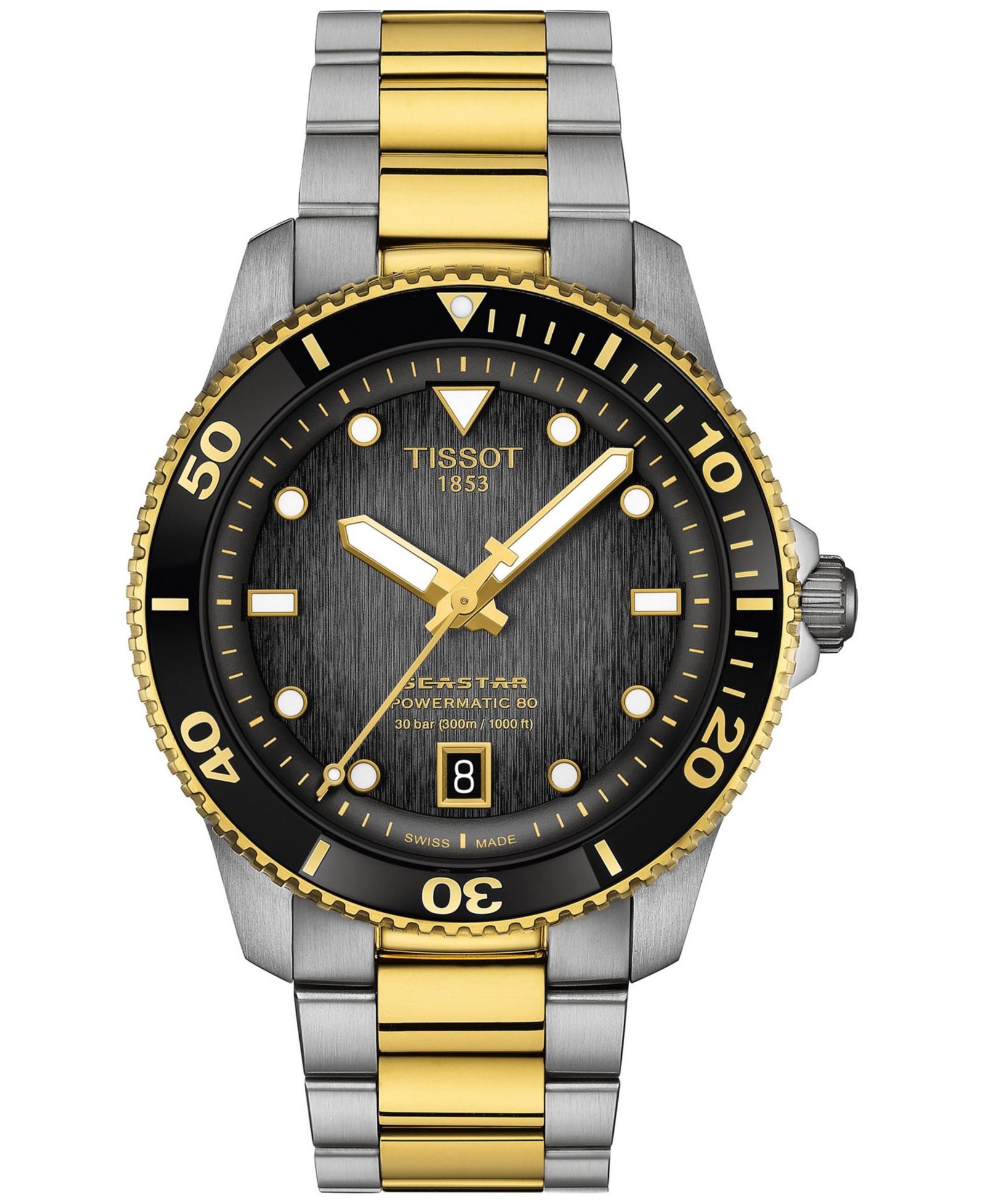 Tissot Men's Swiss Automatic Seastar 1000 Powermatic 80 Two-Tone Stainless Steel Bracelet Watch 40mm