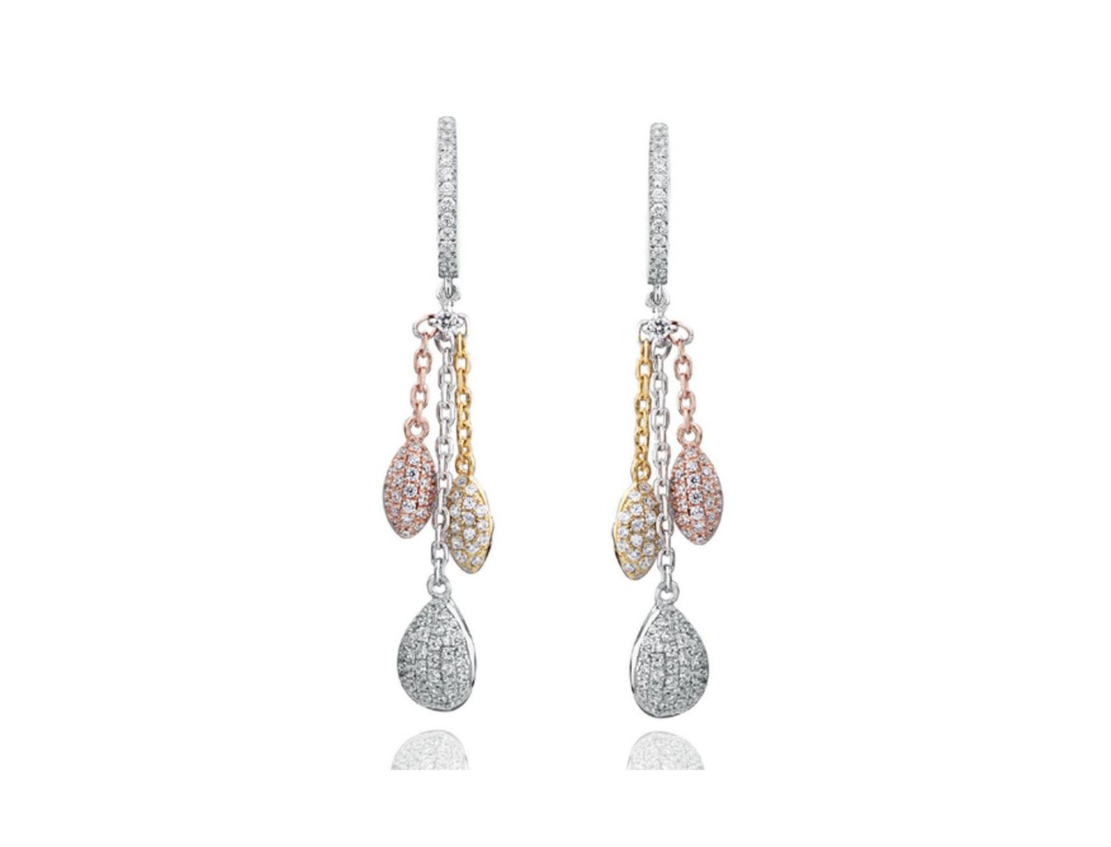 Серьги Suzy Levian Sterling Silver Cubic Zirconia Tri-Tone