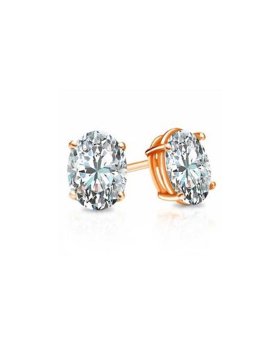 Suzy Levian Sterling Silver Cubic Zirconia Oval-Cut Classic Stud Earrings