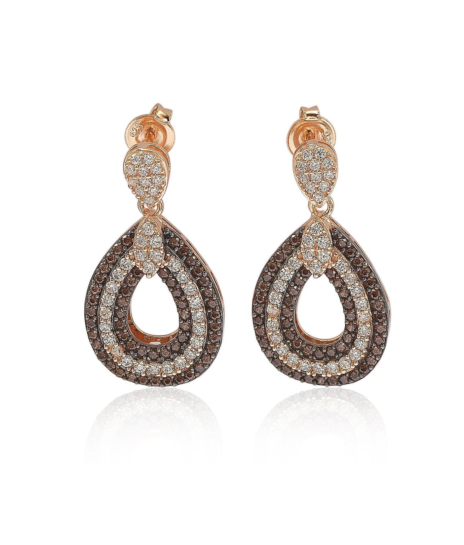Серьги Suzy Levian Sterling Cubic Zirconia Triple Row Tear Drop Dangle