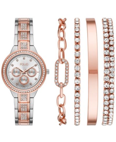 Folio Женский подарочный набор часов Three Hand Two-Tone Alloy, 34mm