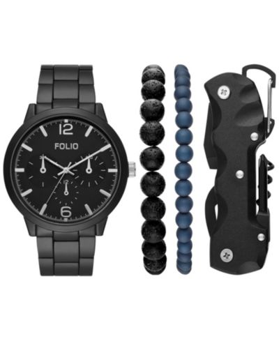 Подарочный набор мужских часов Folio Three Hand Black Alloy 46mm